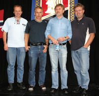 Norgesmestere for Monrad lag, fra venstre Bjørn Olav Ekren, Ulf Tundal, Arve Farstad og Bjørn Gulheim